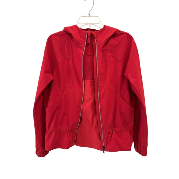 Lululemon Jacket Womens Size S Red Hooded Zip Up Drawstring Waist Athletic - Picture 3 of 7